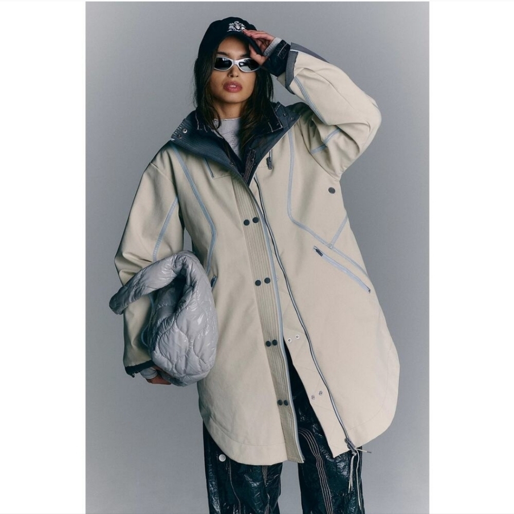 Free People Moon Magic Reflective Rain Parka Whipped Cream Size M  NWT